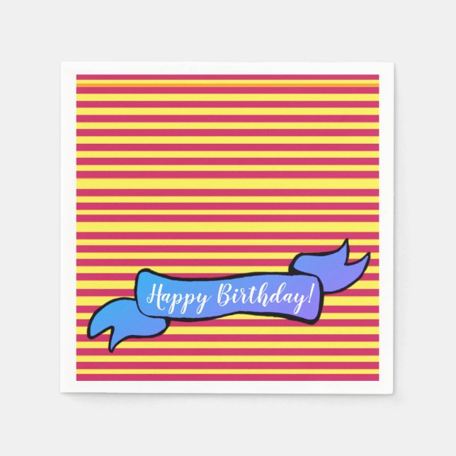 Yellow & Pink Birthday  Napkins (Front)
