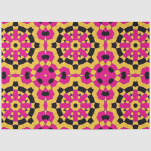 Yellow Pink & Black Geometric Mosaic Pattern Tissue Paper