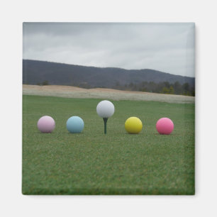 YELLOW, PINK, BLUE AND WHITE  Golf Balls Magnet