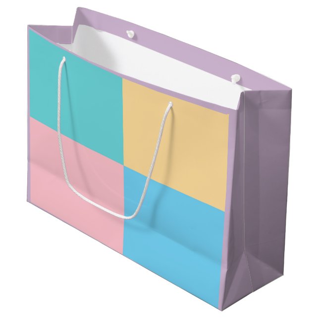 Yellow Pink Blue Green Purple Modern Elegant Top Large Gift Bag (Front Angled)
