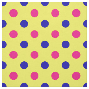 Yellow Pink Blue Polka Dot Pattern Fabric