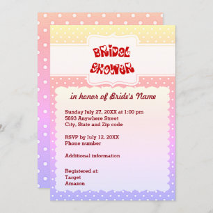 Yellow Pink Blue & White Dots Heart Bridal Shower Invitation