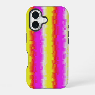 Yellow Pink Broken Glass Rainbow Stripes iPhone 16 Case