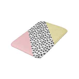 Yellow & Pink Colour Blocks & Black Brushstrokes Bath Mat