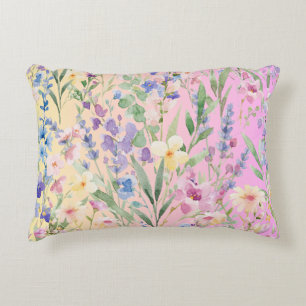 Yellow Pink Colourful Flowers Decorative Cushion