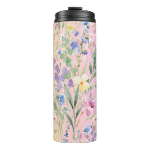 Yellow Pink Colourful Flowers Thermal Tumbler