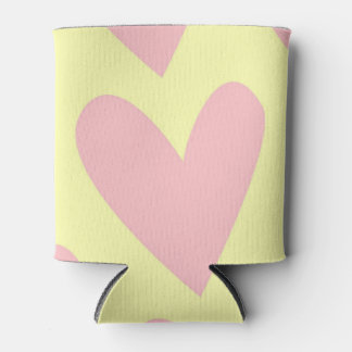 Yellow Pink Cute Simple Heart Y2K Pattern  Can Cooler