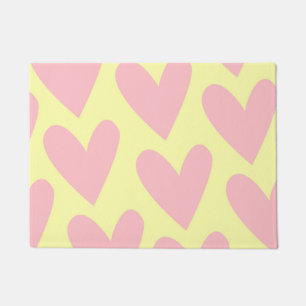 Yellow Pink Cute Simple Heart Y2K Pattern Doormat
