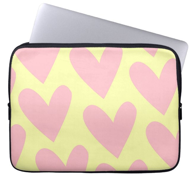 Yellow Pink Cute Simple Heart Y2K Pattern  Laptop Sleeve (Front)