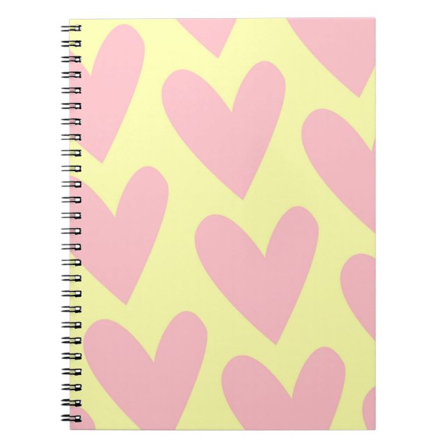 Yellow Pink Cute Simple Heart Y2K Pattern  Notebook (Front)