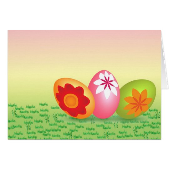 Yellow Pink Easter Eggs Card