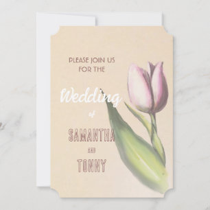  Yellow & Pink Elegant Tulip   Romantic Wedding In Invitation