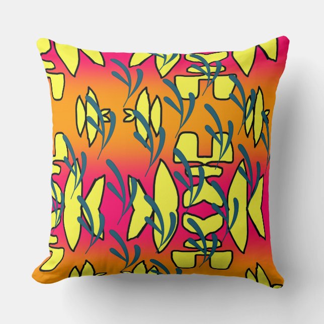  Yellow Pink Embellished Images Cushion (Front)