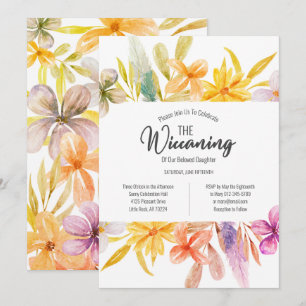 Yellow Pink Floral Wiccaning Ceremony Invitation