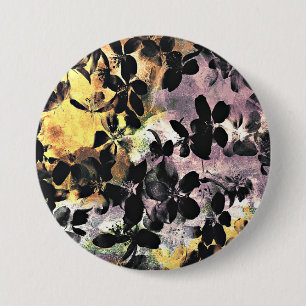 Yellow pink flower pattern floral digital art 7.5 cm round badge