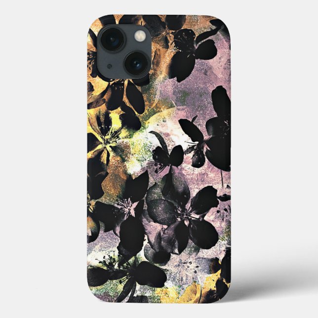 Yellow pink flower pattern floral digital art Case-Mate iPhone case (Back)