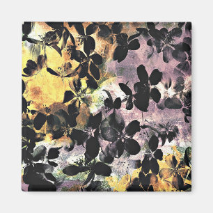 Yellow pink flower pattern floral digital art magnet