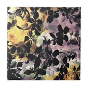 Yellow pink flower pattern floral digital art tile