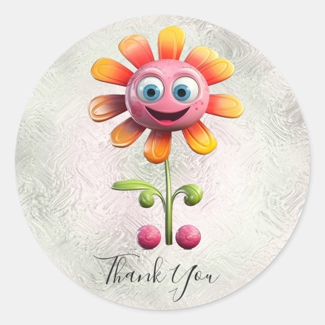 Yellow Pink Flower Sticker (Front)