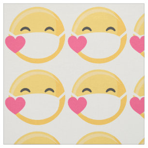Yellow Pink Heart Face Mask smiling emoji Fabric