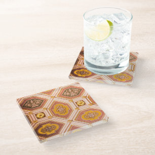 Yellow Pink Hungarian Ceiling Glass Coaster