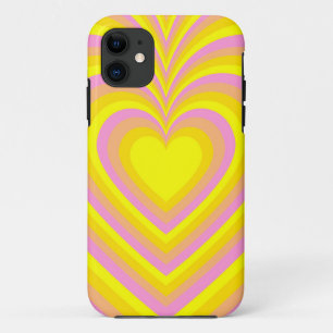 Yellow Pink Hypnotic Heart Love Pattern iPhone 11 Case