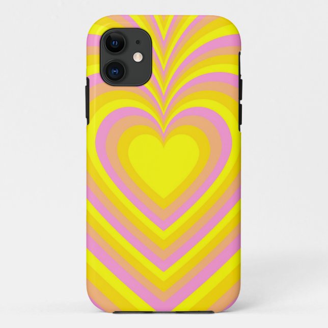 Yellow Pink Hypnotic Heart Love Pattern Case-Mate iPhone Case (Back)