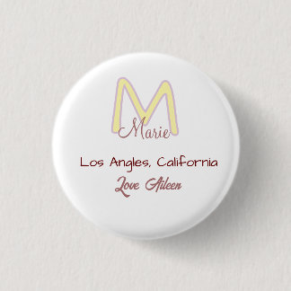 yellow pink monogram name love city marron trendy  3 cm round badge