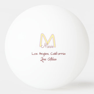 yellow pink monogram name love city marron trendy  ping pong ball