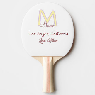 yellow pink monogram name love city marron trendy  ping pong paddle