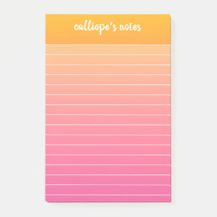 Yellow Pink Ombre Lined Post-it Notes