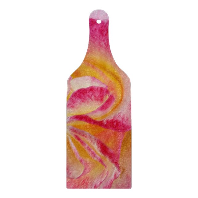 yellow pink petals cutting board (Front)