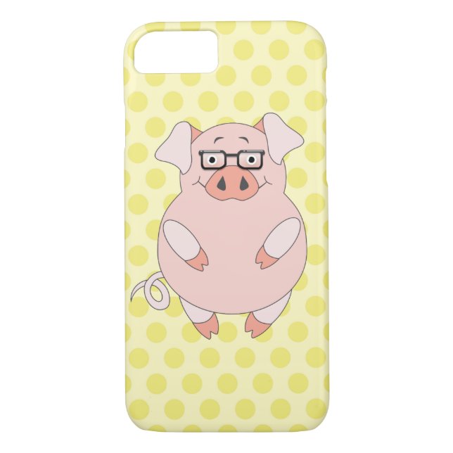 Yellow & Pink Polkadot Piggy Case-Mate iPhone Case (Back)