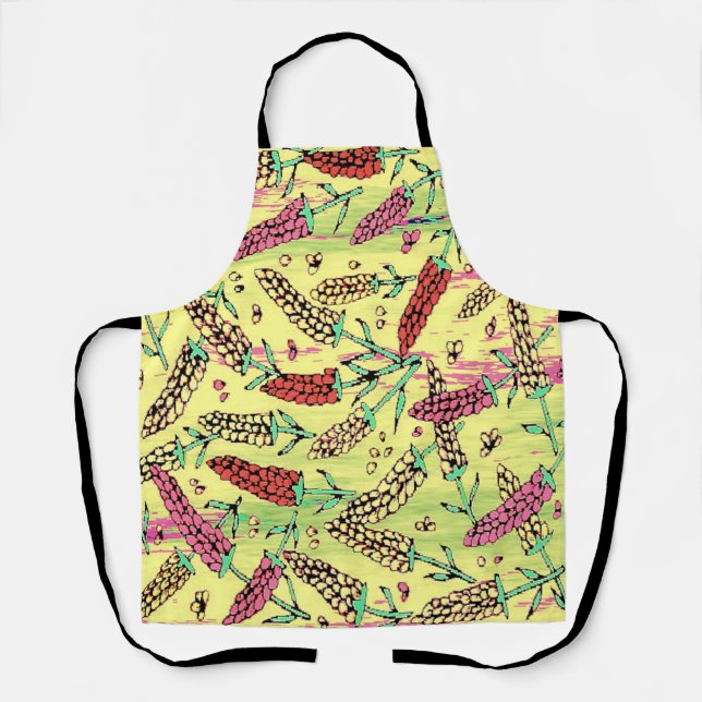 yellow, pink & red pattern apron (Front)