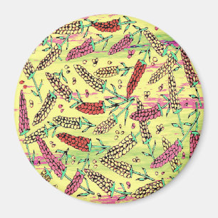 yellow, pink & red pattern magnet