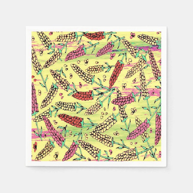 yellow, pink & red pattern napkin (Front)