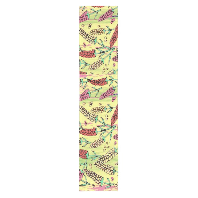 yellow, pink & red pattern short table runner (Front)