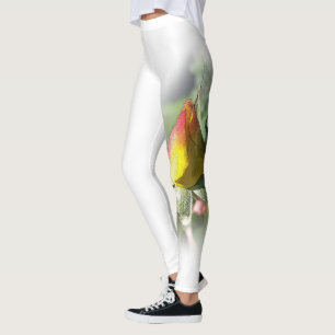 yellow pink rosebud leggings