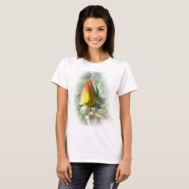 yellow pink rosebud T-Shirt (Front Full)