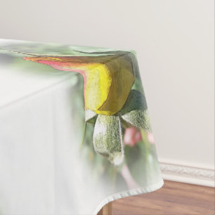 yellow pink rosebud tablecloth