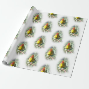 yellow pink rosebud wrapping paper