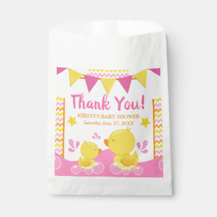 Yellow & Pink Rubber Ducky Polka Dot Baby Shower Favour Bags
