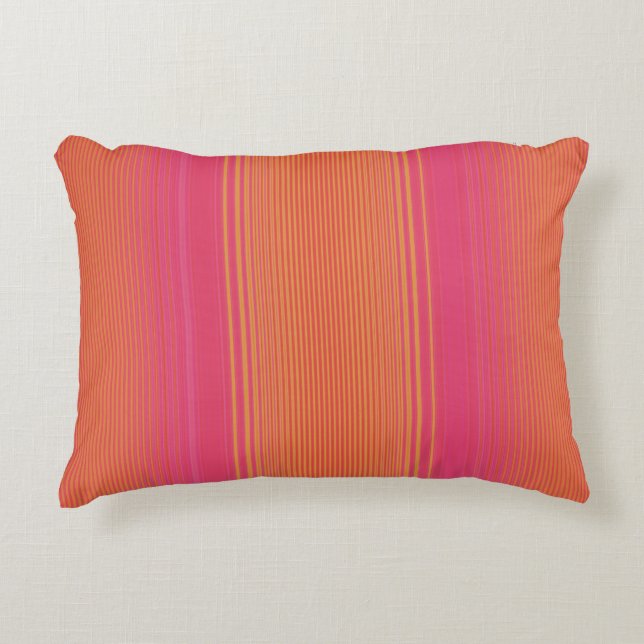 Yellow Pink Striped Pattern Decorative Cushion (Front)