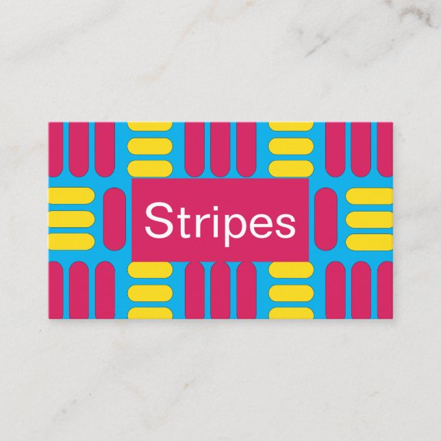Yellow Pink Stripes  Business Card (Front)