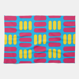 Yellow Pink Stripes  Tea Towel