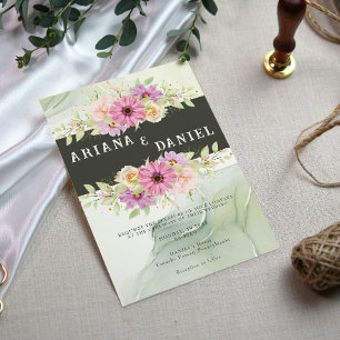 Yellow Pink Sunflower Wildflower Garden Wedding Invitation