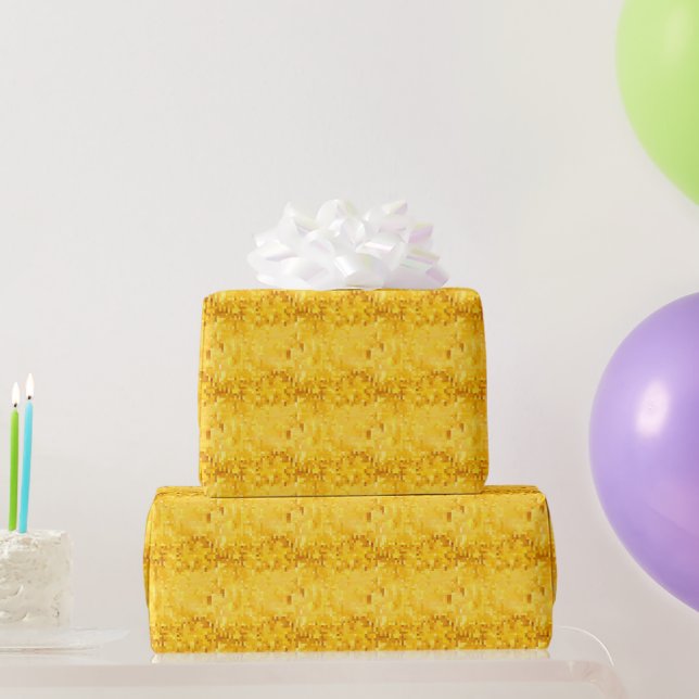 Yellow Pixelated Wrapping Paper (Party Gifts)