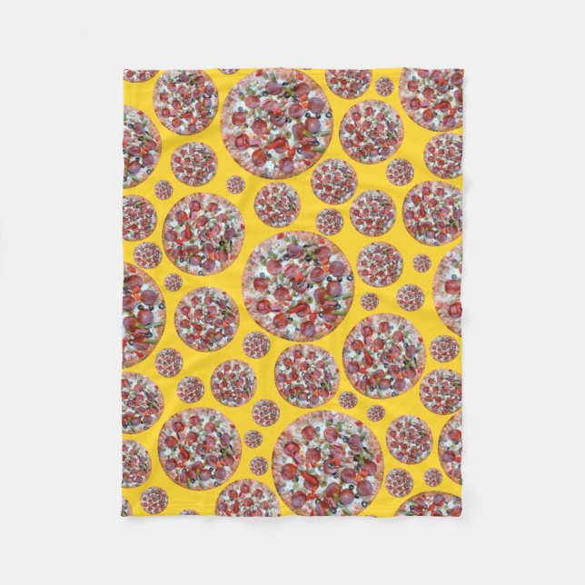 Yellow pizza pie fleece blanket (Front)