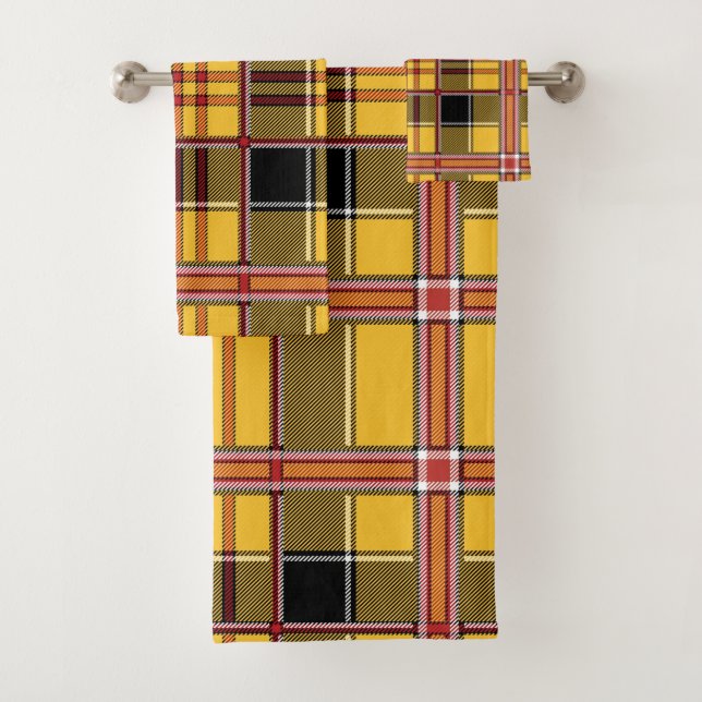 yellow plaid bath towel set (Insitu)