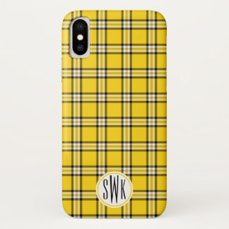 Yellow Plaid Monogram iPhone X Case